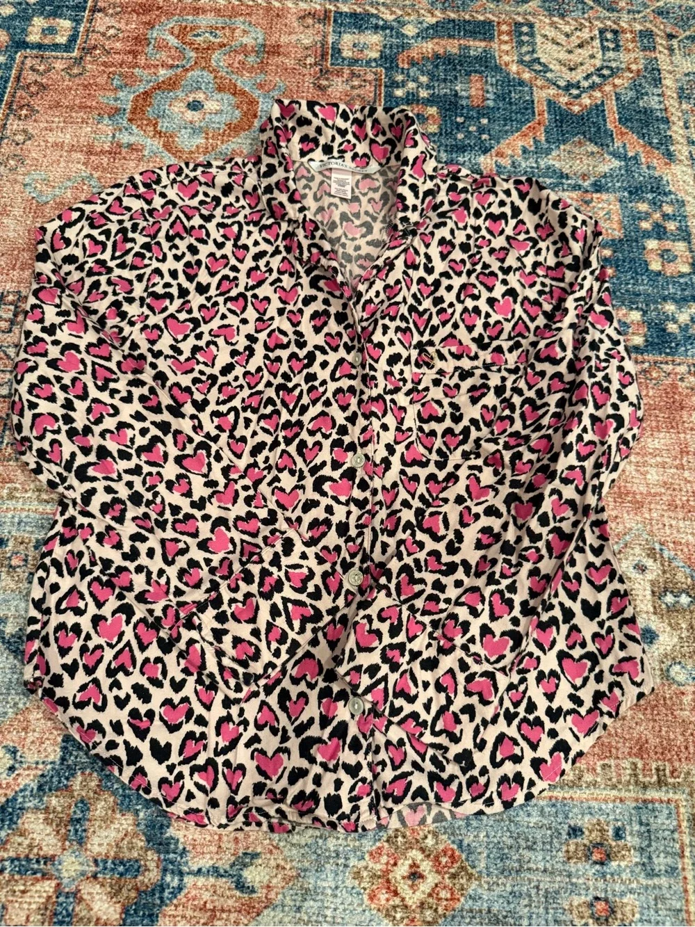 Victoria's Secret Pink & Black Heart Leopard Lounge Pants
